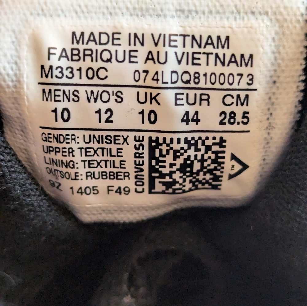 Converse All Star Black Sole Size 10 Sneakers - Picture 8 of 8